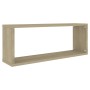 Wall cube shelf 2 units Sonoma oak plywood 60x15x23 cm by vidaXL, Shelves and shelves - Ref: Foro24-807142, Price: 32,56 €, D...