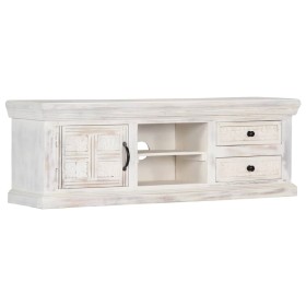 Mueble de TV de madera maciza de mango blanco 120x30x40 cm de vidaXL, Muebles TV - Ref: Foro24-249869, Precio: 281,99 €, Desc...