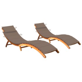 Sun loungers 2 units with solid acacia wood cushions by vidaXL, Loungers - Ref: Foro24-3077369, Price: 336,03 €, Discount: %