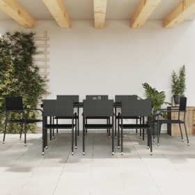 Garden dining set 9 pieces synthetic rattan and black steel by vidaXL, Garden sets - Ref: Foro24-3203279, Price: 515,39 €, Di...