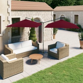 Double parasol with burgundy red steel pole 600x300 cm by vidaXL, Umbrellas - Ref: Foro24-312558, Price: 153,11 €, Discount: %