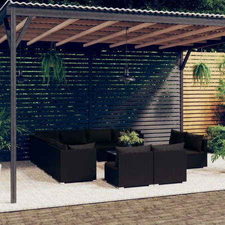 12-piece garden furniture set with black synthetic rattan cushions by vidaXL, Garden sets - Ref: Foro24-3102832, Price: 1,00 ...