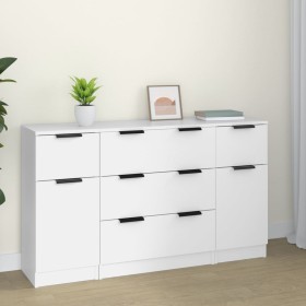 Set of 3-piece white plywood sideboard by vidaXL, Sideboards - Ref: Foro24-3115820, Price: 187,03 €, Discount: %