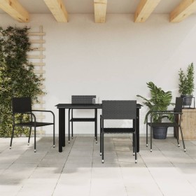 Garden dining set 5 pieces synthetic rattan and black steel by vidaXL, Garden sets - Ref: Foro24-3203282, Price: 225,99 €, Di...