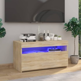 Mueble de TV con luces LED roble Sonoma 75x35x40 cm de vidaXL, Muebles TV - Ref: Foro24-804397, Precio: 53,99 €, Descuento: %