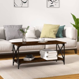 Smoked oak wood and iron coffee table 100x45x45 cm by vidaXL, Coffee table - Ref: Foro24-823314, Price: 42,99 €, Discount: %