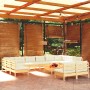 Garden furniture 13 pieces and cushions solid cream pine wood by vidaXL, Garden sets - Ref: Foro24-3097229, Price: 915,99 €, ...