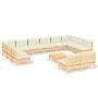 Garden furniture 13 pieces and cushions solid cream pine wood by vidaXL, Garden sets - Ref: Foro24-3097229, Price: 912,68 €, ...