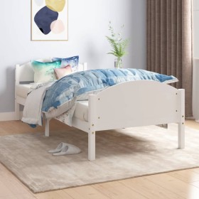 Solid white pine wood bed frame 90x200 cm by vidaXL, Beds and slatted bases - Ref: Foro24-322031, Price: 145,99 €, Discount: %