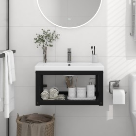 Estructura de lavabo suspendido hierro negro 59x38x31 cm de vidaXL, Tocadores de baño - Ref: Foro24-338494, Precio: 49,08 €, ...