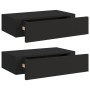 Wall shelves with drawer 2 pcs MDF black 40x23.5x10 cm by vidaXL, Shelves and shelves - Ref: Foro24-330244, Price: 71,91 €, D...