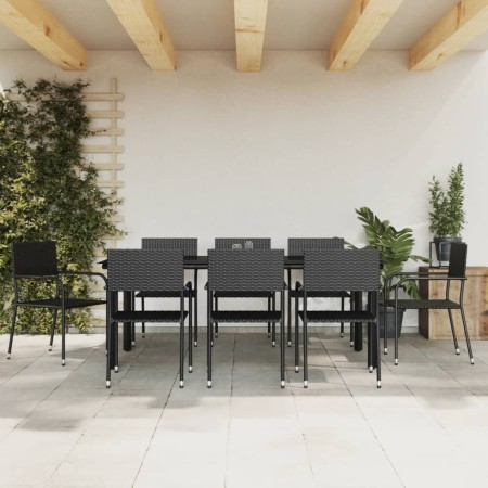 Garden dining set 9 pieces synthetic rattan and black steel by vidaXL, Garden sets - Ref: Foro24-3203287, Price: 453,99 €, Di...