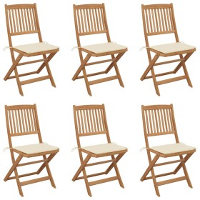 6 pcs folding garden chairs and solid acacia wood cushions by vidaXL, Garden chairs - Ref: Foro24-3065490, Price: 302,46 €, D...