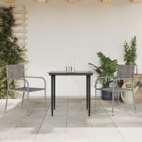 Garten-Essgruppe 3-teilig aus synthetischem Rattan Stahl grau schwarz von vidaXL, Gartensets - Ref: Foro24-3203288, Preis: 15...