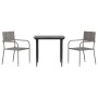 Juego de comedor jardín 3 pzas ratán sintético acero gris negro de vidaXL, Conjuntos de jardín - Ref: Foro24-3203288, Precio:...