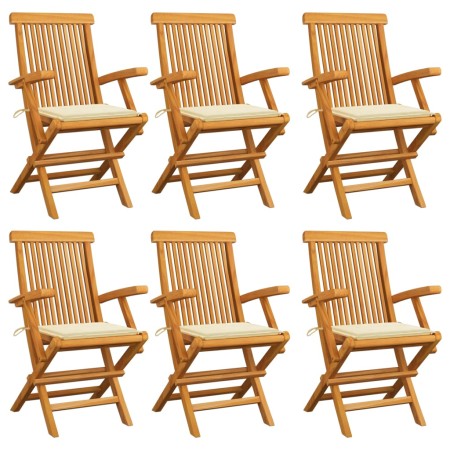 Garden chairs 6 units teak wood with cream cushions by vidaXL, Garden chairs - Ref: Foro24-3062543, Price: 417,99 €, Discount: %