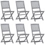 Folding garden chairs 6 pcs solid acacia wood cushions by vidaXL, Garden chairs - Ref: Foro24-3065436, Price: 324,43 €, Disco...