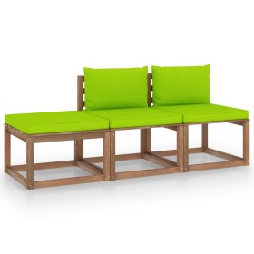 3-piece pallet garden set with impregnated pine wood cushions by vidaXL, Garden sets - Ref: Foro24-3067307, Price: 181,96 €, ...