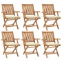 Folding garden chairs 6 pcs solid teak wood with cushions by vidaXL, Garden chairs - Ref: Foro24-3072752, Price: 746,79 €, Di...