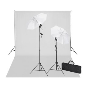 Kit de estudio telón fondo blanco 600x300 cm y luces de vidaXL, Flashes e iluminaciones de estudio - Ref: Foro24-160180, Prec...