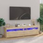 Muebles de TV con luces LED 2 unidades roble Sonoma 75x35x40 cm de vidaXL, Muebles TV - Ref: Foro24-804398, Precio: 93,97 €, ...