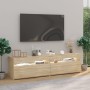 TV cabinets with LED lights 2 units Sonoma oak 75x35x40 cm by vidaXL, TV Furniture - Ref: Foro24-804398, Price: 93,97 €, Disc...