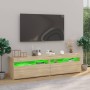 Muebles de TV con luces LED 2 unidades roble Sonoma 75x35x40 cm de vidaXL, Muebles TV - Ref: Foro24-804398, Precio: 93,97 €, ...