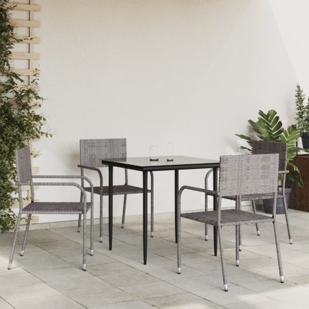 Garden dining set 5 pieces synthetic rattan steel gray black by vidaXL, Garden sets - Ref: Foro24-3203289, Price: 255,36 €, D...