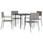 Juego de comedor jardín 5 pzas ratán sintético acero gris negro de vidaXL, Conjuntos de jardín - Ref: Foro24-3203289, Precio:...