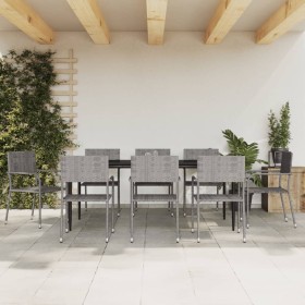 9-piece garden dining set made of synthetic rattan and steel in gray and black. by vidaXL, Garden sets - Ref: Foro24-3203295,...