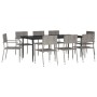 Juego de comedor jardín 9 pzas ratán sintético acero gris negro de vidaXL, Conjuntos de jardín - Ref: Foro24-3203295, Precio:...