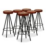 Table and 6 bar stools solid acacia wood real leather and canvas by vidaXL, Furniture sets for kitchens and dining rooms - Re...