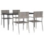 Juego de comedor jardín 5 pzas ratán sintético acero gris negro de vidaXL, Conjuntos de jardín - Ref: Foro24-3203292, Precio:...