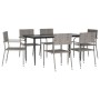 Juego de comedor jardín 7 pzas ratán sintético acero gris negro de vidaXL, Conjuntos de jardín - Ref: Foro24-3203293, Precio:...