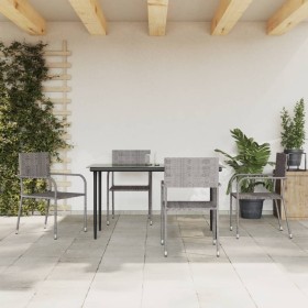 Garden dining set 5 pieces synthetic rattan steel gray black by vidaXL, Garden sets - Ref: Foro24-3203290, Price: 253,99 €, D...