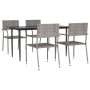 Juego de comedor jardín 5 pzas ratán sintético acero gris negro de vidaXL, Conjuntos de jardín - Ref: Foro24-3203290, Precio:...