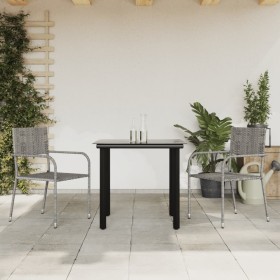 Juego de comedor jardín 3 pzas ratán sintético acero gris negro de vidaXL, Conjuntos de jardín - Ref: Foro24-3203296, Precio:...