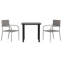 Juego de comedor jardín 3 pzas ratán sintético acero gris negro de vidaXL, Conjuntos de jardín - Ref: Foro24-3203296, Precio:...