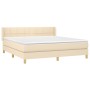 Cama box spring con colchón tela color crema 160x200 cm de vidaXL, Camas y somieres - Ref: Foro24-3130286, Precio: 515,88 €, ...