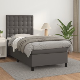 Cama box spring con colchón cuero sintético gris 80x200 cm de vidaXL, Camas y somieres - Ref: Foro24-3142813, Precio: 343,99 ...