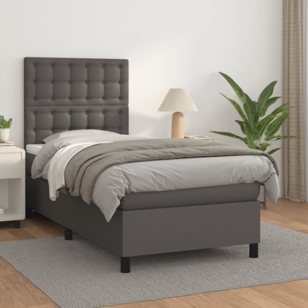 Cama box spring con colchón cuero sintético gris 80x200 cm de vidaXL, Camas y somieres - Ref: Foro24-3142813, Precio: 337,28 ...