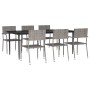 Juego de comedor jardín 7 pzas ratán sintético acero gris negro de vidaXL, Conjuntos de jardín - Ref: Foro24-3203294, Precio:...