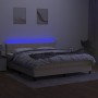 Box spring bed mattress and LED lights cream fabric 160x200 cm by vidaXL, Beds and slatted bases - Ref: Foro24-3133170, Price...