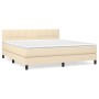 Box spring bed with cream fabric mattress 160x200 cm by vidaXL, Beds and slatted bases - Ref: Foro24-3140070, Price: 512,82 €...