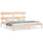 Double bed frame with solid wood headboard by vidaXL, Beds and slatted bases - Ref: Foro24-3193546, Price: 129,99 €, Discount: %