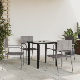 5-piece garden dining set made of synthetic rattan and steel in gray and black. by vidaXL, Garden sets - Ref: Foro24-3203297,...