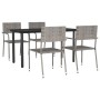 Juego de comedor jardín 5 pzas ratán sintético acero gris negro de vidaXL, Conjuntos de jardín - Ref: Foro24-3203298, Precio:...