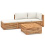 Muebles de jardín 4 piezas madera maciza teca con cojines crema de vidaXL, Conjuntos de jardín - Ref: Foro24-3087116, Precio:...