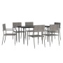 Juego de comedor jardín 7 pzas ratán sintético acero gris negro de vidaXL, Conjuntos de jardín - Ref: Foro24-3203291, Precio:...