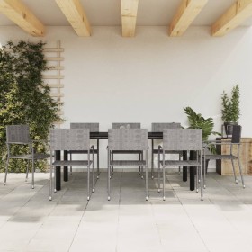 Garden dining set 9 pieces synthetic rattan steel gray black by vidaXL, Garden sets - Ref: Foro24-3203303, Price: 466,99 €, D...